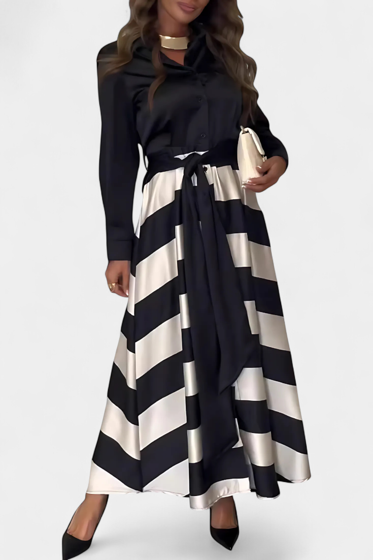 CELESTE | STRIPED MAXI SHIRT DRESS