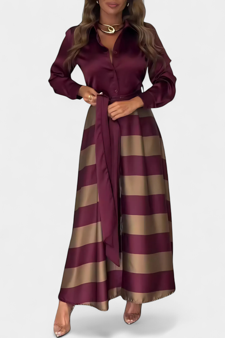 CELESTE | STRIPED MAXI SHIRT DRESS