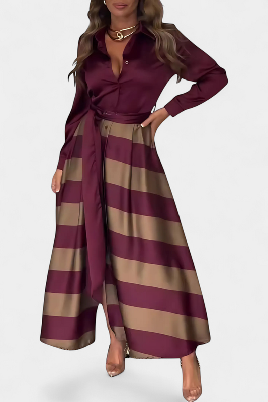 CELESTE | STRIPED MAXI SHIRT DRESS