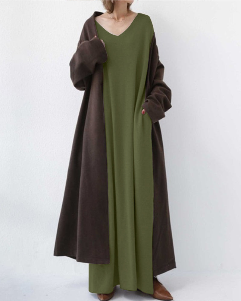 EUDORA | ELEGANT CASUAL V-NECK DRESS