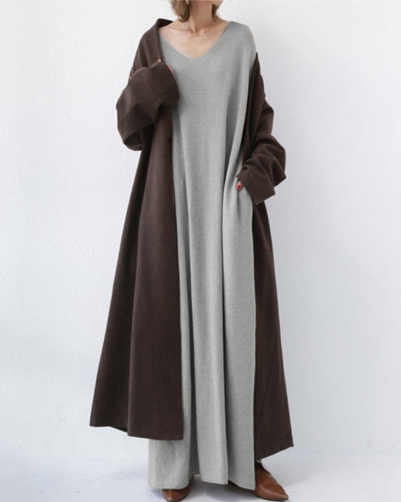 EUDORA | ELEGANT CASUAL V-NECK DRESS