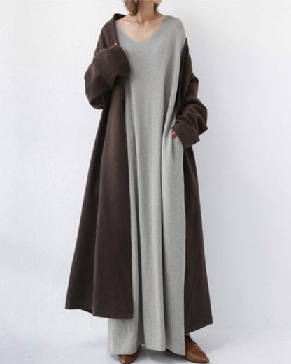 EUDORA | ELEGANT CASUAL V-NECK DRESS