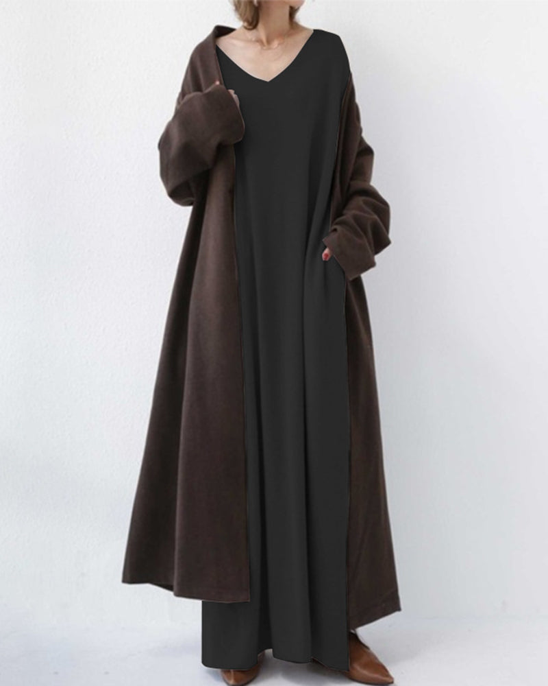 EUDORA | ELEGANT CASUAL V-NECK DRESS