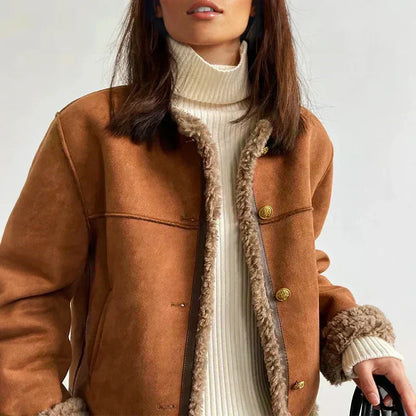 ALMA| LINED SUEDE-LOOK JACKET