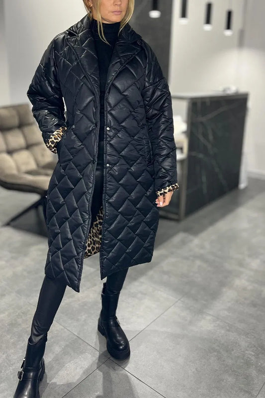 ALTHEA | REVERSIBLE QUILTED COAT WITH LEOPARD LINING